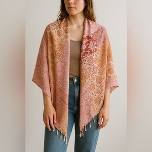 Pisu Bazaar Block Print Cotton Shawl Scarf – Boho Patchwork Tassel Wrap